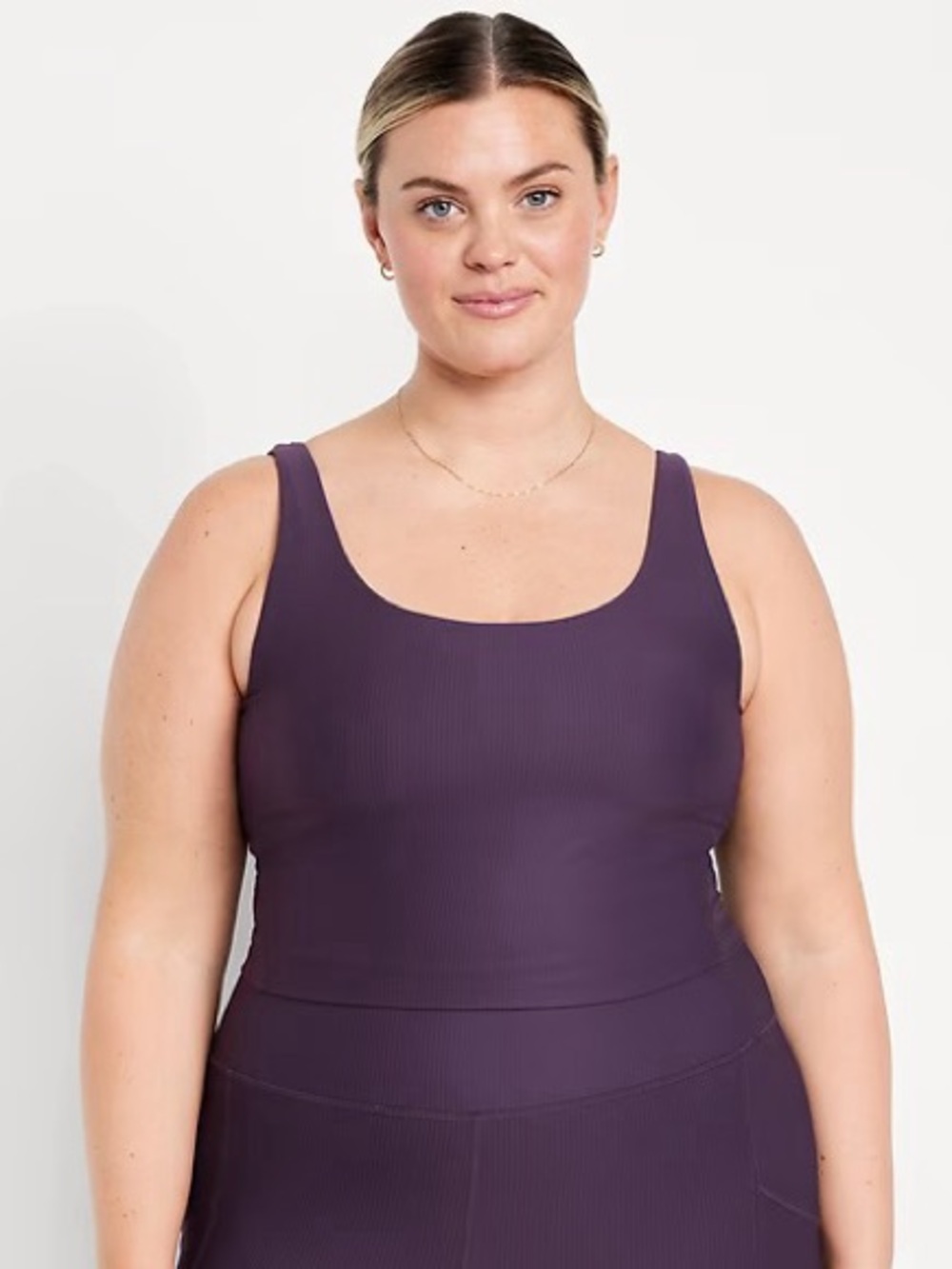 Old Navy Light Support PowerSoft Rib Longline Sports Bra in Purple/ size XXL